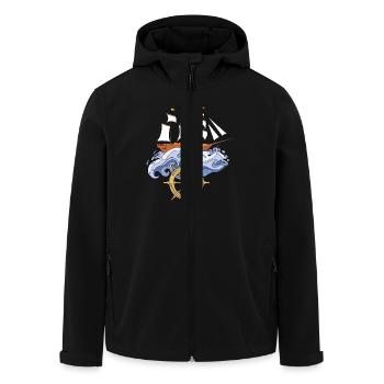 Sailing ship - Men’s Recycled Softshell Jacket by Stanley/Stella - black - Front - AI Model Male 185 light (185cm)