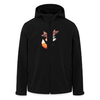 Fuchs Comic Lustig Sombrero - Recycelte Männer Softshell-Jacke von Stanley/Stella - Schwarz - Vorne - AI Model Male 185 light (185cm)