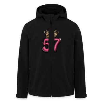 57 Number Crown - Men’s Recycled Softshell Jacket by Stanley/Stella - black - Front - AI Model Male 185 light (185cm)