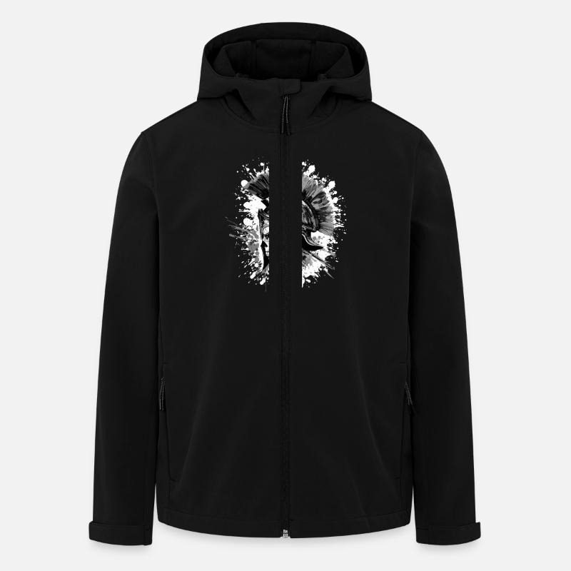 Spartaner Totenkopf Helm - Recycelte Männer Softshell-Jacke von Stanley/Stella - Schwarz