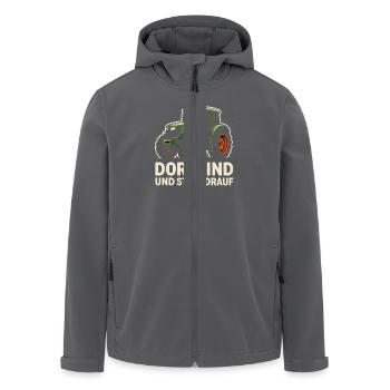 Dorfkind & Stolz Drauf – Traktor Design - Veste softshell homme en polyester recyclé Stanley/Stella - noir - Devant - AI Model Male 185 light (185cm)