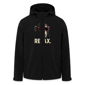 Cooler Affe mit Sonnenbrille – Relax - Recycelte Männer Softshell-Jacke von Stanley/Stella - Schwarz - Vorne - AI Model Male 185 light (185cm)