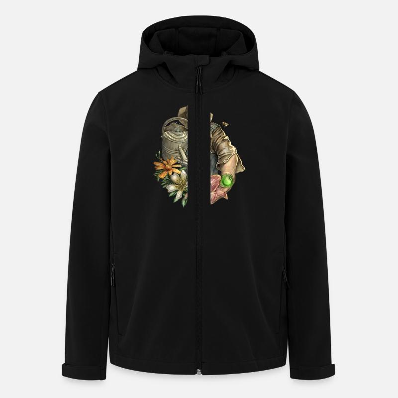 Gärtner Grüner Daumen Biene RAHMENLOS Geschenk - Recycelte Männer Softshell-Jacke von Stanley/Stella - Schwarz