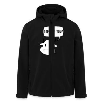 Cow / Farm: Cow Are You? - Men’s Recycled Softshell Jacket by Stanley/Stella - black - Front - AI Model Male 185 light (185cm)