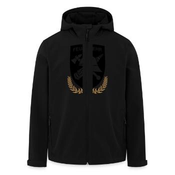 Feuerwehr Logo Wappenform - Recycelte Männer Softshell-Jacke von Stanley/Stella - Schwarz - Vorne - AI Model Male 185 light (185cm)