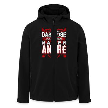 ANDRÉ - Name - Recycelte Männer Softshell-Jacke von Stanley/Stella - Schwarz - Vorne - AI Model Male 185 light (185cm)