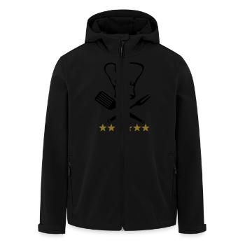 cook - Men’s Recycled Softshell Jacket by Stanley/Stella - black - Front - AI Model Male 185 light (185cm)