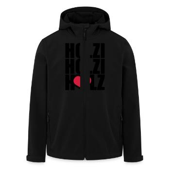 Ich und mein Holz - Men’s Recycled Softshell Jacket by Stanley/Stella - black - Front - AI Model Male 185 light (185cm)