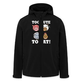 Too cute to eat! Vegan veganism animal rights - Men’s Recycled Softshell Jacket by Stanley/Stella - black - Front - AI Model Male 185 light (185cm)