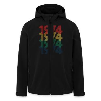 1974, Vintage 50e anniversaire hommes femmes 50 ans - Veste softshell homme en polyester recyclé Stanley/Stella - noir - Devant - AI Model Male 185 light (185cm)