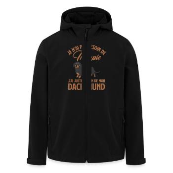 Chien dachshund - Veste softshell homme en polyester recyclé Stanley/Stella - noir - Devant - AI Model Male 185 light (185cm)