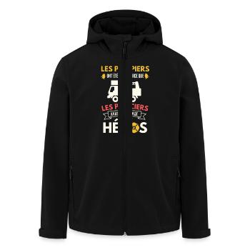 Humour pompiers et policiers - Veste softshell homme en polyester recyclé Stanley/Stella - noir - Devant - AI Model Male 185 light (185cm)