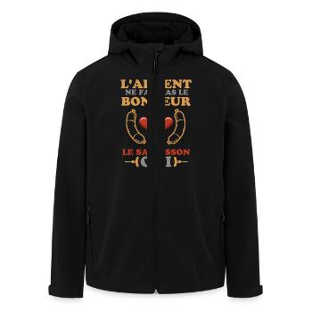 L argent ne fait pas le bonheur le saucisson oui - Veste softshell homme en polyester recyclé Stanley/Stella - noir - Devant - AI Model Male 185 light (185cm)