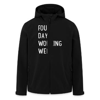 Four Day Working Week - Recycelte Männer Softshell-Jacke von Stanley/Stella - Schwarz - Vorne - AI Model Male 185 light (185cm)