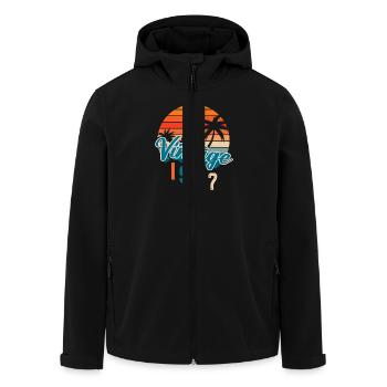 Vintage 1977 retro sunset palm Trees - Veste softshell homme en polyester recyclé Stanley/Stella - noir - Devant - AI Model Male 185 light (185cm)