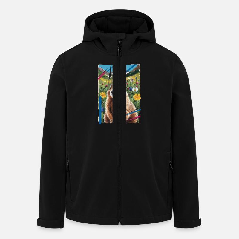 Marmotte paysage nature - Veste softshell homme en polyester recyclé Stanley/Stella - noir