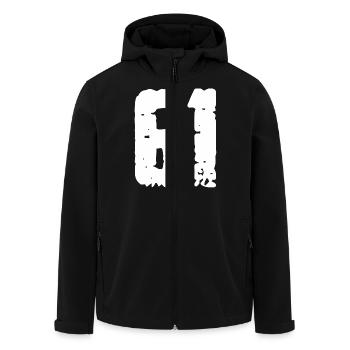 61 Nombre Vintage - Veste softshell homme en polyester recyclé Stanley/Stella - noir - Devant - AI Model Male 185 light (185cm)