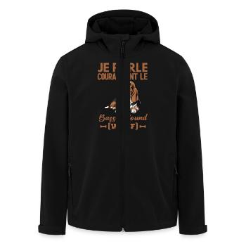 Je parle couramment le basset hound wouf - Veste softshell homme en polyester recyclé Stanley/Stella - noir - Devant - AI Model Male 185 light (185cm)