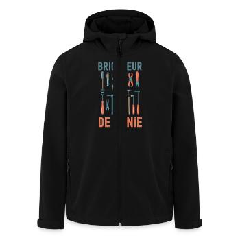 Humour bricolage bricoleur de génie - Veste softshell homme en polyester recyclé Stanley/Stella - noir - Devant - AI Model Male 185 light (185cm)