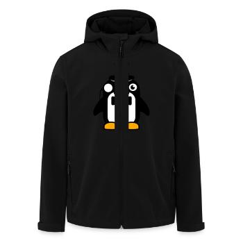 Pinguin Gentleman Sir Herr Zylinder Hut Monokel - Recycelte Männer Softshell-Jacke von Stanley/Stella - Schwarz - Vorne - AI Model Male 185 light (185cm)