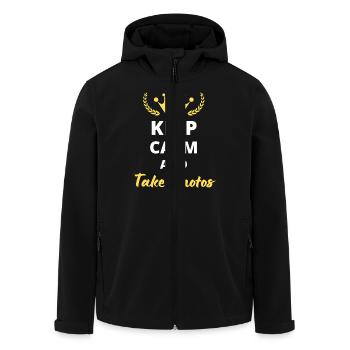 T-shirt “Keep Calm and Take Photos” - Photos - Men’s Recycled Softshell Jacket by Stanley/Stella - black - Front - AI Model Male 185 light (185cm)