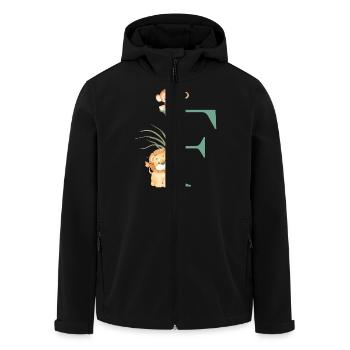 Buchstabe f grüne Dschungeltiere - Recycelte Männer Softshell-Jacke von Stanley/Stella - Schwarz - Vorne - AI Model Male 185 light (185cm)