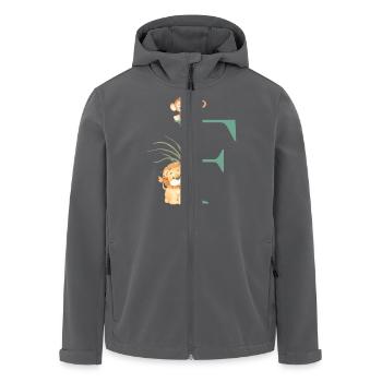 Buchstabe f grüne Dschungeltiere - Recycelte Männer Softshell-Jacke von Stanley/Stella - Anthrazit - Vorne - AI Model Male 185 light (185cm)