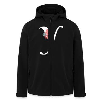 Letter and Minimalist Flowers - Men’s Recycled Softshell Jacket by Stanley/Stella - black - Front - AI Model Male 185 light (185cm)