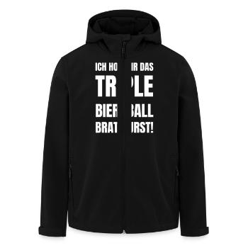 Bière, balle, bratwurst. - Veste softshell homme en polyester recyclé Stanley/Stella - noir - Devant - AI Model Male 185 light (185cm)