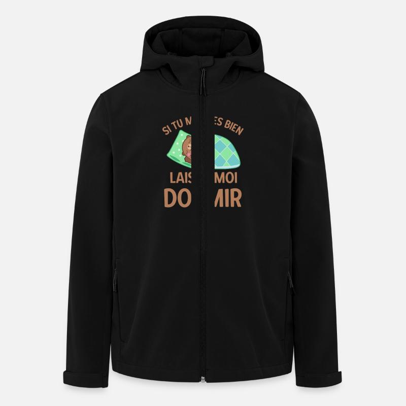 Humour marmotte dormir - Veste softshell homme en polyester recyclé Stanley/Stella - noir