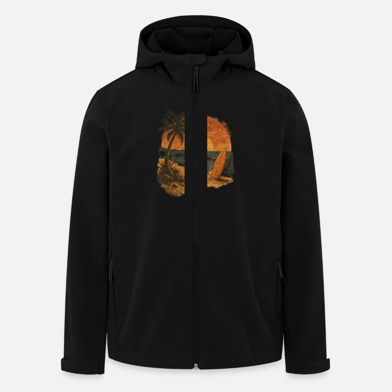 Palmier plage planche de surf - Veste softshell homme en polyester recyclé Stanley/Stella - noir