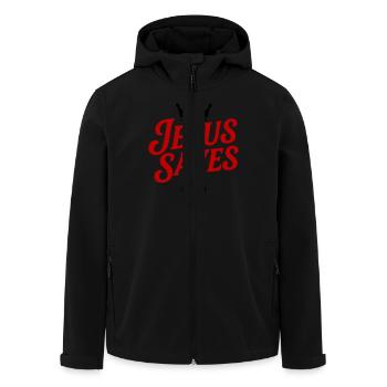 Jesus saves the cross - Men’s Recycled Softshell Jacket by Stanley/Stella - black - Front - AI Model Male 185 light (185cm)