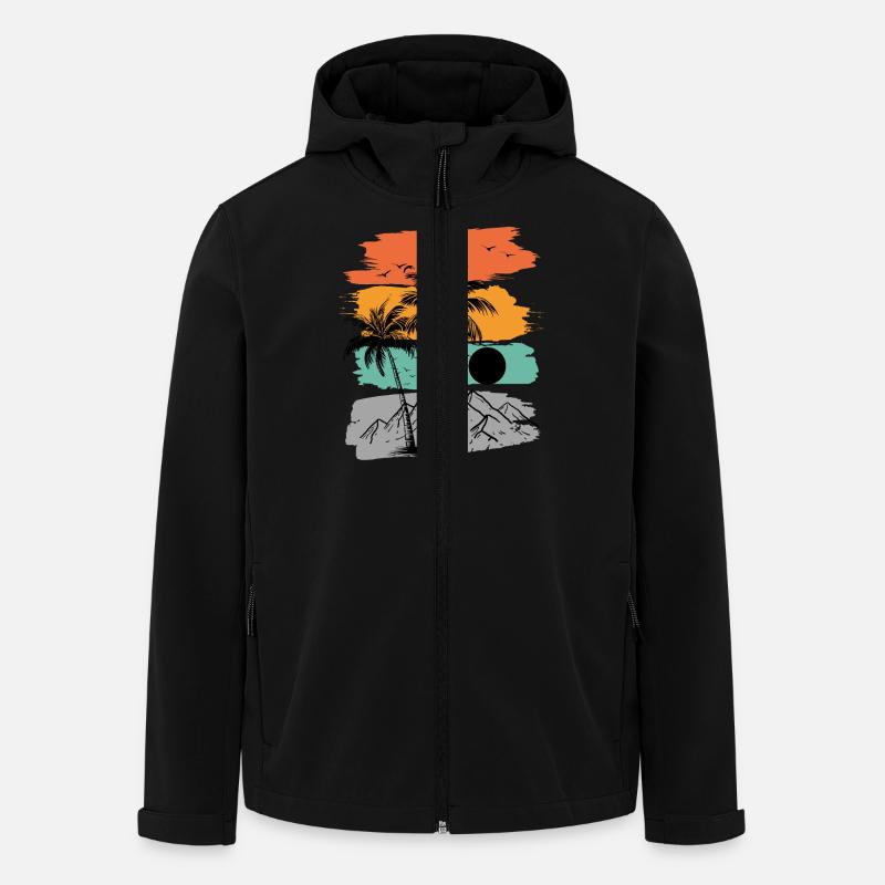 Sommer Strand Palmen Berge - Recycelte Männer Softshell-Jacke von Stanley/Stella - Schwarz