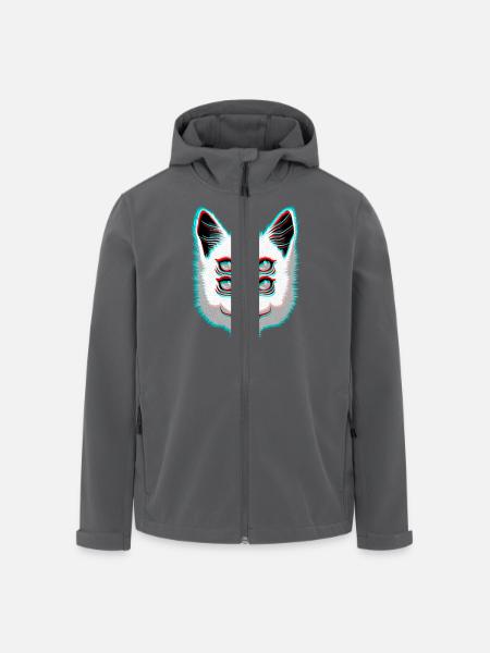 Glitch Cat - Men’s Recycled Softshell Jacket by Stanley/Stella - black