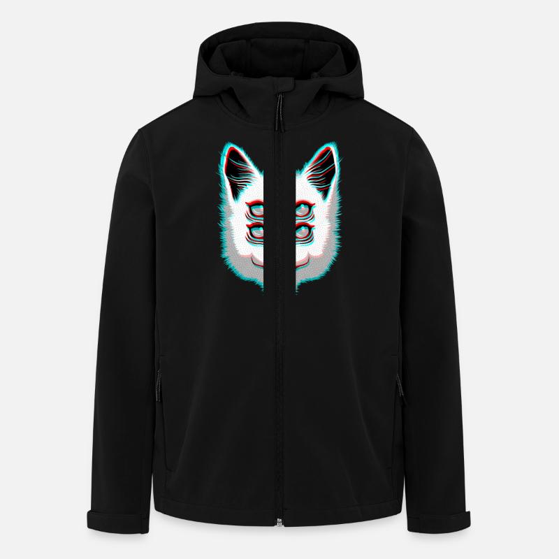 Glitch Cat - Men’s Recycled Softshell Jacket by Stanley/Stella - black