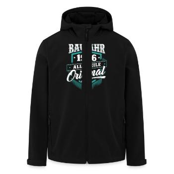 1966 Geburtsjahr Geburtstag Geburt geboren - Recycelte Männer Softshell-Jacke von Stanley/Stella - Schwarz - Vorne - AI Model Male 185 light (185cm)