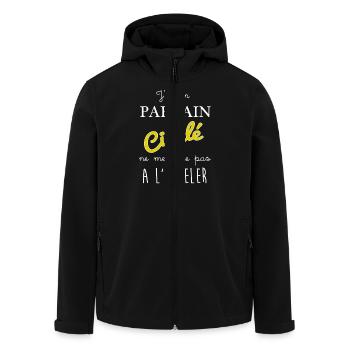 j'ai un parrain cinglé ne me force pas a l'appler - Veste softshell homme en polyester recyclé Stanley/Stella - noir - Devant - AI Model Male 185 light (185cm)