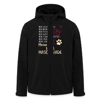 NEVA-MASQUARADE -Katze - Recycelte Männer Softshell-Jacke von Stanley/Stella - Schwarz - Vorne - AI Model Male 185 light (185cm)