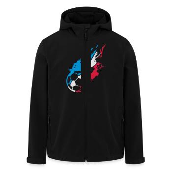 Frankreich Fußball-Fan coq2 Flamme - Recycelte Männer Softshell-Jacke von Stanley/Stella - Schwarz - Vorne - AI Model Male 185 light (185cm)