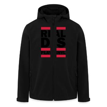 Real DJS PLAY VINYL - Recycelte Männer Softshell-Jacke von Stanley/Stella - Schwarz - Vorne - AI Model Male 185 light (185cm)