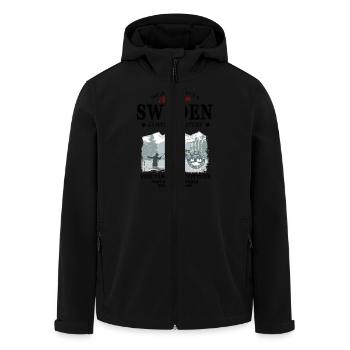 Sweden - Sverige - Schweden - Recycelte Männer Softshell-Jacke von Stanley/Stella - Schwarz - Vorne - AI Model Male 185 light (185cm)