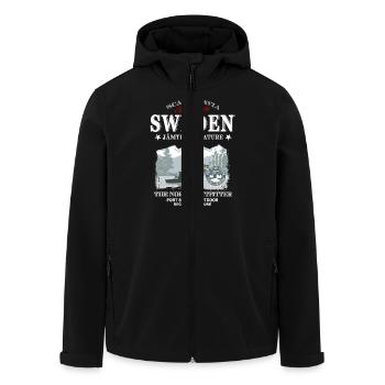 Sweden - Sverige - Schweden - Recycelte Männer Softshell-Jacke von Stanley/Stella - Schwarz - Vorne - AI Model Male 185 light (185cm)
