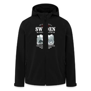 Sweden - Sverige - Schweden - Recycelte Männer Softshell-Jacke von Stanley/Stella - Schwarz - Vorne - AI Model Male 185 light (185cm)