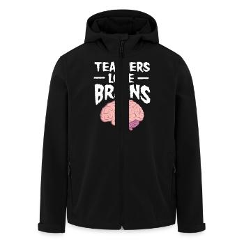 Teachers Love Brains - Cool Gift For A Teacher - Men’s Recycled Softshell Jacket by Stanley/Stella - black - Front - AI Model Male 185 light (185cm)