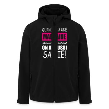 quand on a une marraine comme la mienne - Veste softshell homme en polyester recyclé Stanley/Stella - noir - Devant - AI Model Male 185 light (185cm)