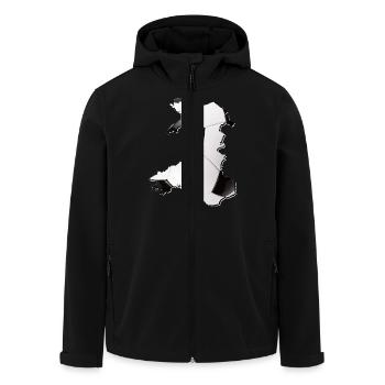 Wales Landkarte umrahmt echten Fußball - Recycelte Männer Softshell-Jacke von Stanley/Stella - Schwarz - Vorne - AI Model Male 185 light (185cm)