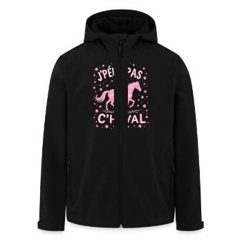 J'Peux Pas J'Ai Cheval - Rose - Veste softshell homme en polyester recyclé Stanley/Stella - noir - Devant - AI Model Male 185 light (185cm)