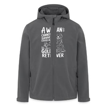 Eine Frau kann nicht allein von Kaffee überleben - Recycelte Männer Softshell-Jacke von Stanley/Stella - Schwarz - Vorne - AI Model Male 185 light (185cm)