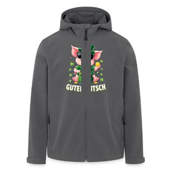 Guten Rutsch Silvester Neujahr Glücksschwein - Recycelte Männer Softshell-Jacke von Stanley/Stella - Anthrazit - Vorne - AI Model Male 185 light (185cm)