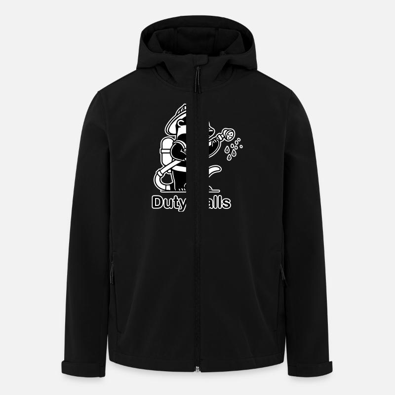 Firefighter badger - "Duty Calls" Design - Men’s Recycled Softshell Jacket by Stanley/Stella - black